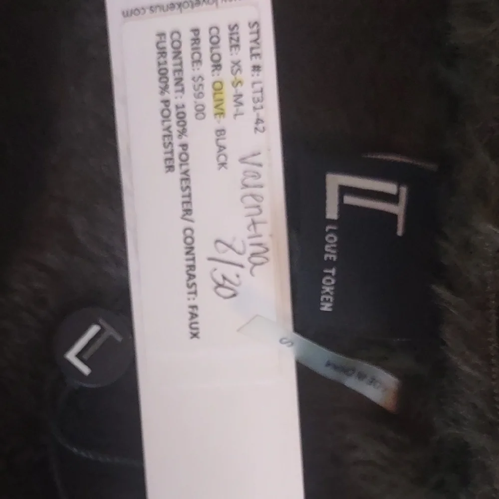 Love Token Olive Green Soft Suede-like Rabbit Fur Collar with Metal Stud Detail - Picture 8 of 13